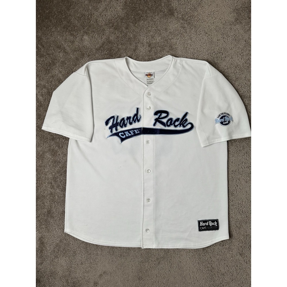 Hard Rock Cafe White Jersey with Navy Accents